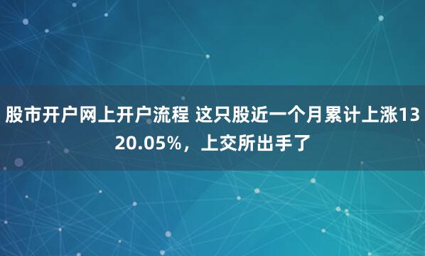股市开户网上开户流程 这只股近一个月累计上涨1320.05%，上交所出手了